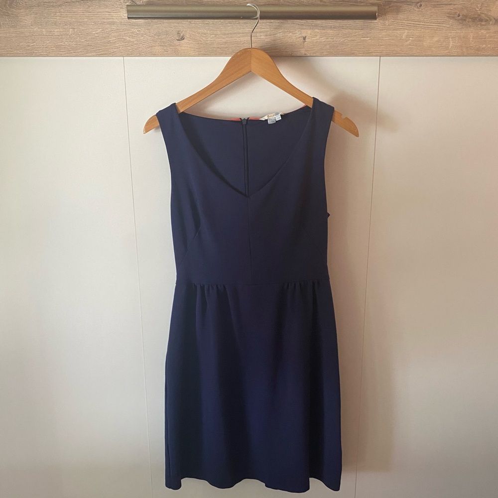 Navy Blue V-Neck A-Line Dress
